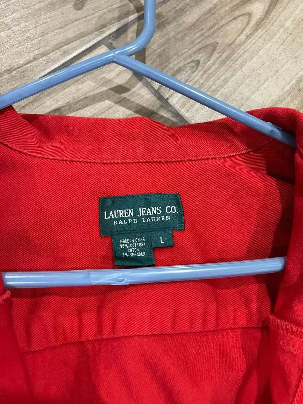 Lauren Jeans Co. Ralph Lauren Red Denim Trucker Jacket Size L - Picture 3 of 5